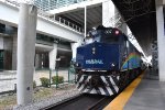 F40PH-3C # 807 on the point of a Tri-Rail train between assignments at Miami Airport Station